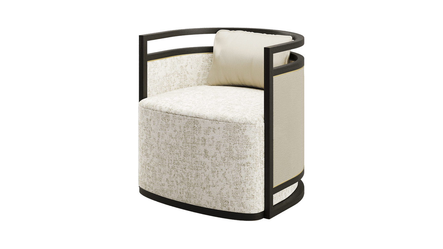 Carmel Armchair by Frato – Pristine Upholstery Flows into Dark Wood ...