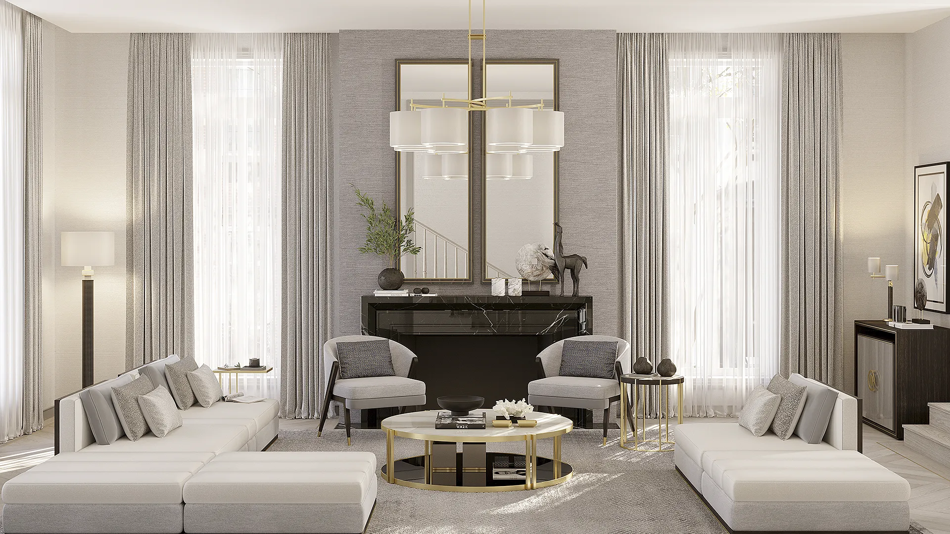 Agra Stool | Sculptural Upholstered Accent with Brass Rings