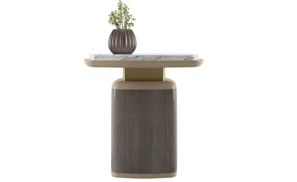 Frato Nagano Side Table | Minimalist Wood & Marble Accent Table