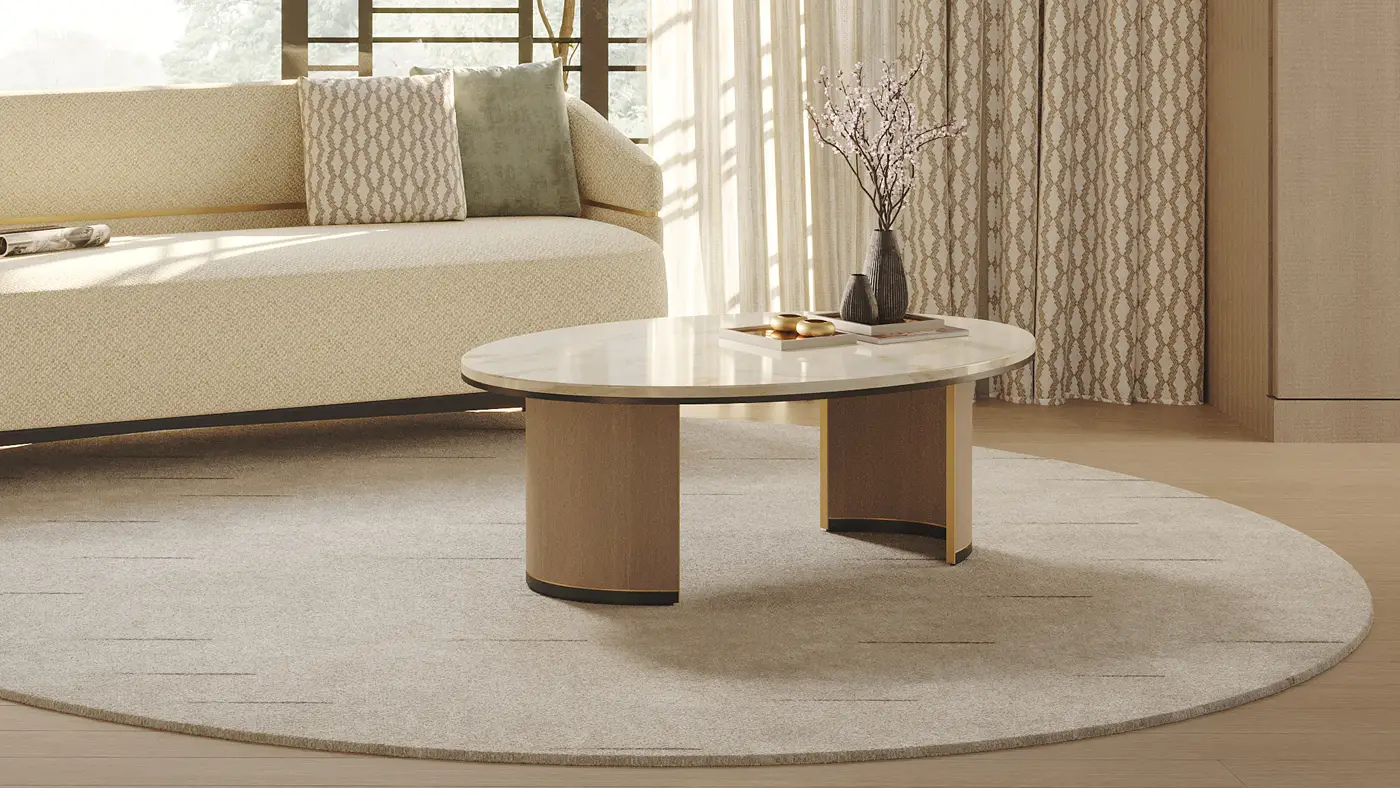 Ceuta Coffee Table | Luxury Stone Top & Wood Veneer | Frato