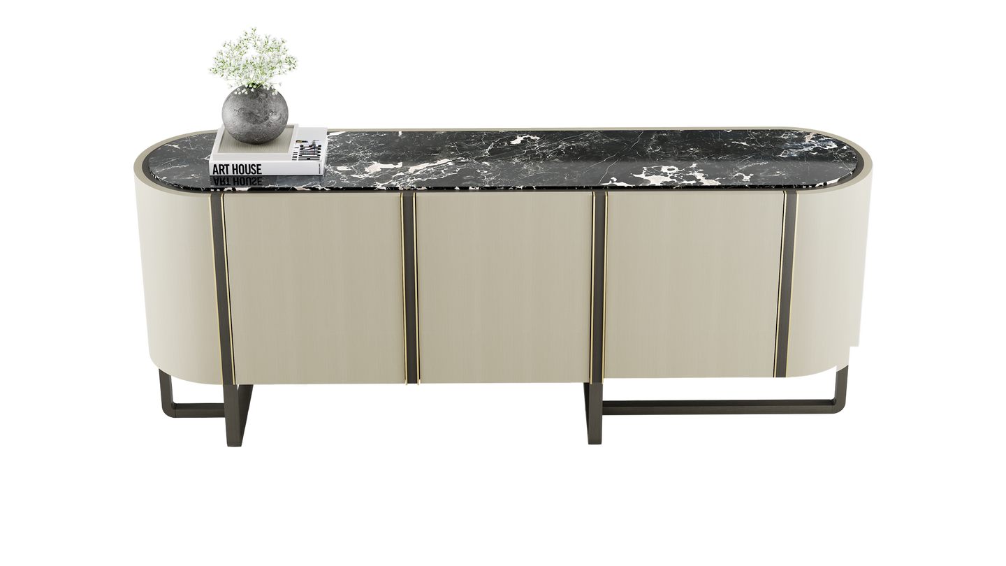 Nashua II Sideboard by Frato – Curved Elegance with Stone